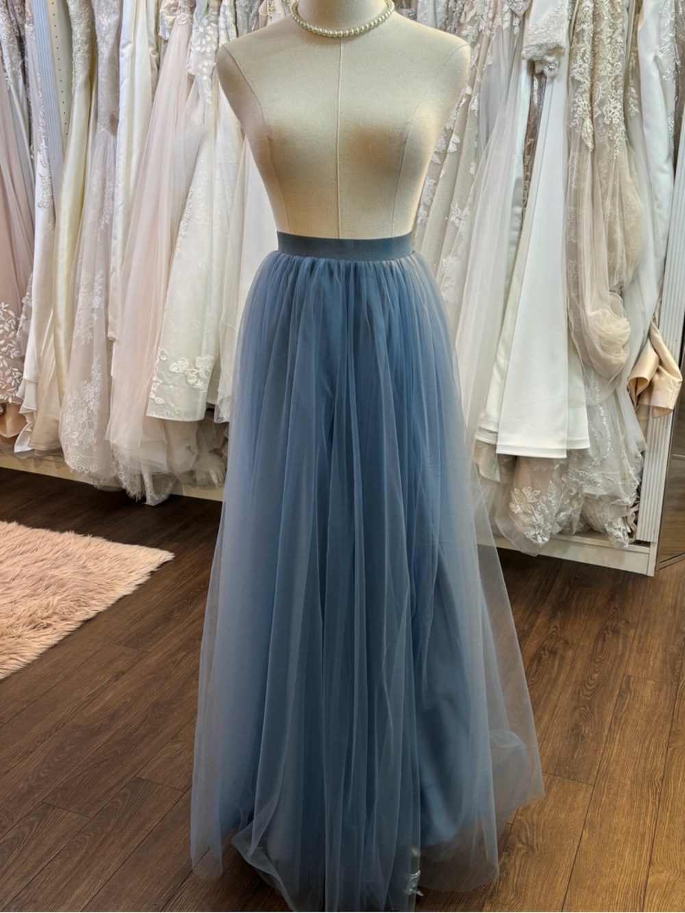 Elegant Blue Tulle Maxi Skirt